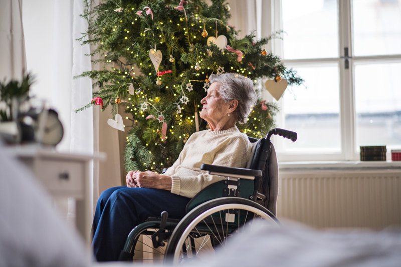 Senior Woman in Wheelchair on Christmas